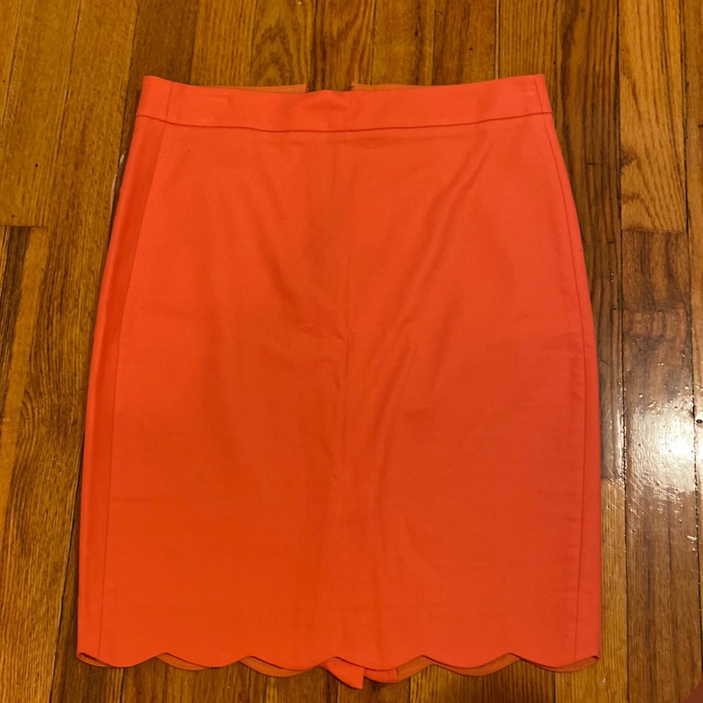 Pink JCrew Pencil Skirt W/ Scalloped Hem